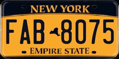 NY license plate FAB8075