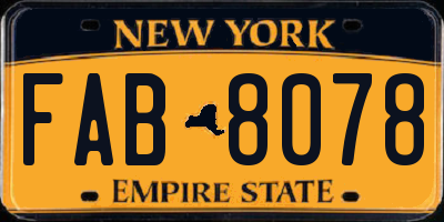 NY license plate FAB8078