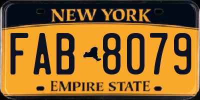 NY license plate FAB8079