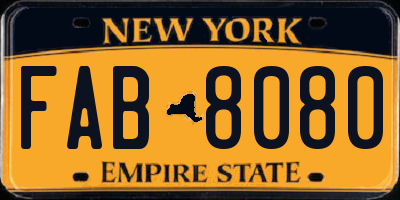 NY license plate FAB8080
