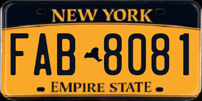 NY license plate FAB8081