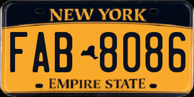 NY license plate FAB8086