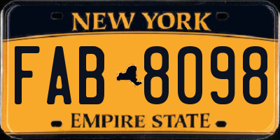 NY license plate FAB8098