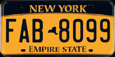 NY license plate FAB8099