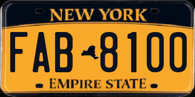 NY license plate FAB8100
