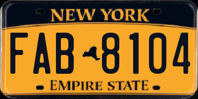 NY license plate FAB8104