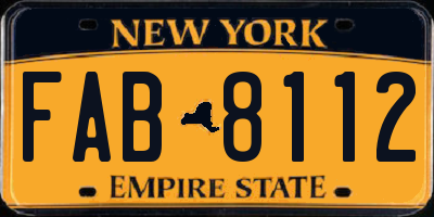 NY license plate FAB8112