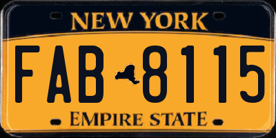 NY license plate FAB8115