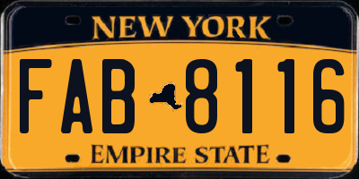 NY license plate FAB8116