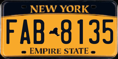 NY license plate FAB8135