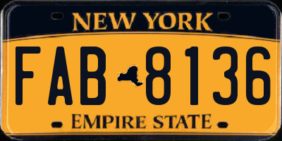 NY license plate FAB8136