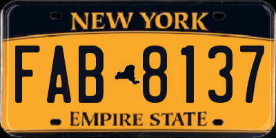 NY license plate FAB8137