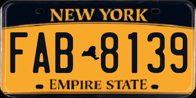 NY license plate FAB8139