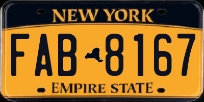 NY license plate FAB8167