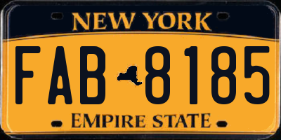 NY license plate FAB8185