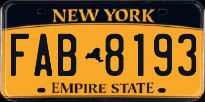 NY license plate FAB8193