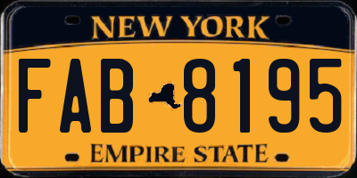 NY license plate FAB8195