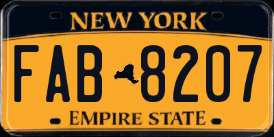 NY license plate FAB8207