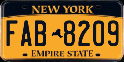 NY license plate FAB8209