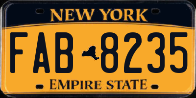 NY license plate FAB8235