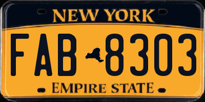 NY license plate FAB8303