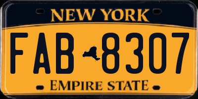 NY license plate FAB8307