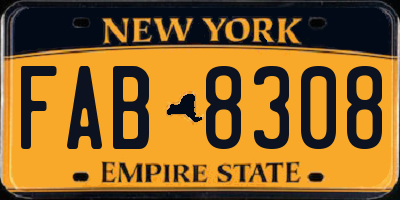 NY license plate FAB8308