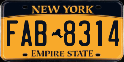 NY license plate FAB8314