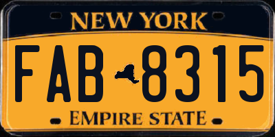 NY license plate FAB8315