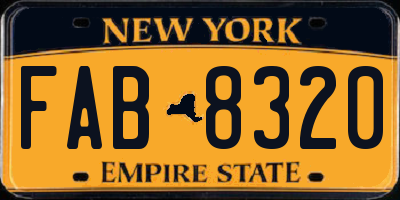 NY license plate FAB8320