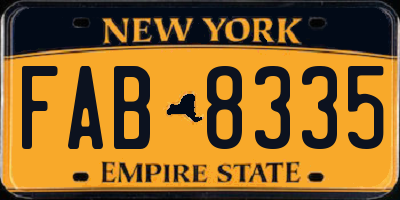 NY license plate FAB8335