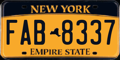 NY license plate FAB8337