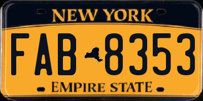 NY license plate FAB8353