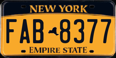 NY license plate FAB8377