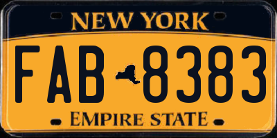 NY license plate FAB8383