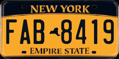 NY license plate FAB8419
