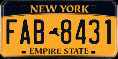NY license plate FAB8431