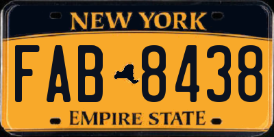 NY license plate FAB8438