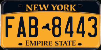 NY license plate FAB8443