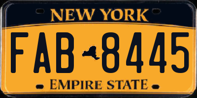 NY license plate FAB8445