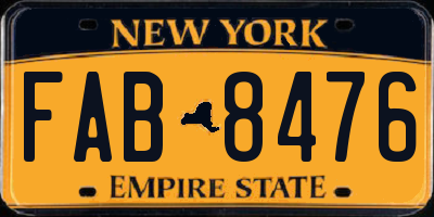 NY license plate FAB8476