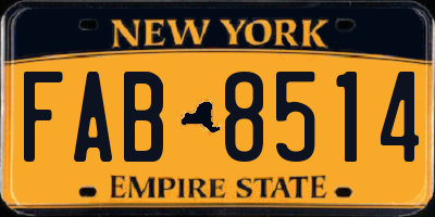NY license plate FAB8514