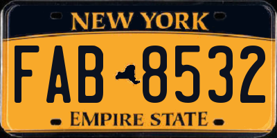 NY license plate FAB8532