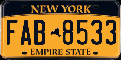 NY license plate FAB8533