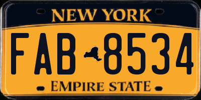 NY license plate FAB8534