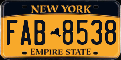 NY license plate FAB8538