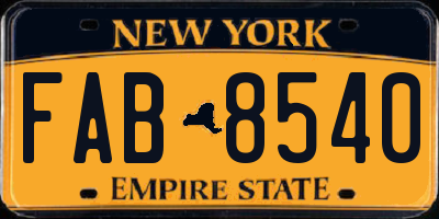 NY license plate FAB8540