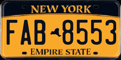 NY license plate FAB8553