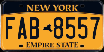 NY license plate FAB8557