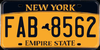 NY license plate FAB8562